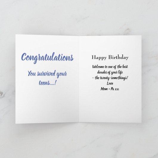 20e verjaardag Fotocollage Son Unique Keepsake Kaart (Binnen)