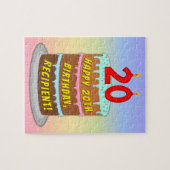 20e verjaardag: Fun Cake and Candles + Custom Name Legpuzzel (Horizontaal)