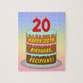 20e verjaardag: Fun Cake and Candles + Custom Name Legpuzzel (Verticaal)
