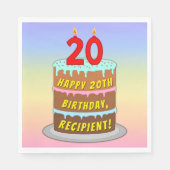 20e verjaardag: Fun Cake and Candles + Custom Name Servet (Voorkant)