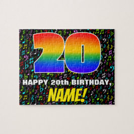 20e verjaardag — Fun, Colorful Music Symbols & "20 Legpuzzel