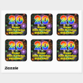20e verjaardag: Fun Fireworks Kijk, regenboog # 20 Vierkante Sticker (Vel)