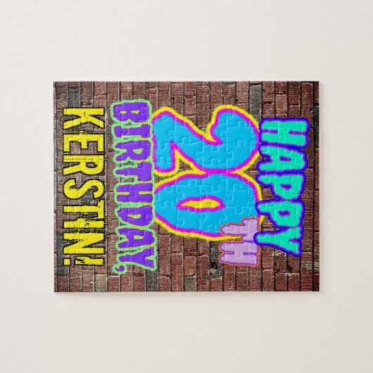 20e verjaardag ~ Fun, geïnspireerd door Urban Graf Legpuzzel (Horizontaal)