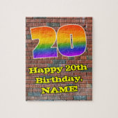 20e verjaardag: Fun Graffiti-geïnspireerde regenbo Legpuzzel (Verticaal)