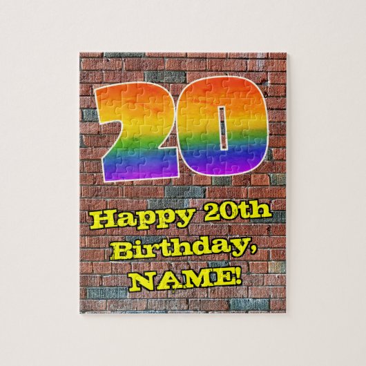 20e verjaardag: Fun Graffiti-geïnspireerde regenbo Legpuzzel (Verticaal)