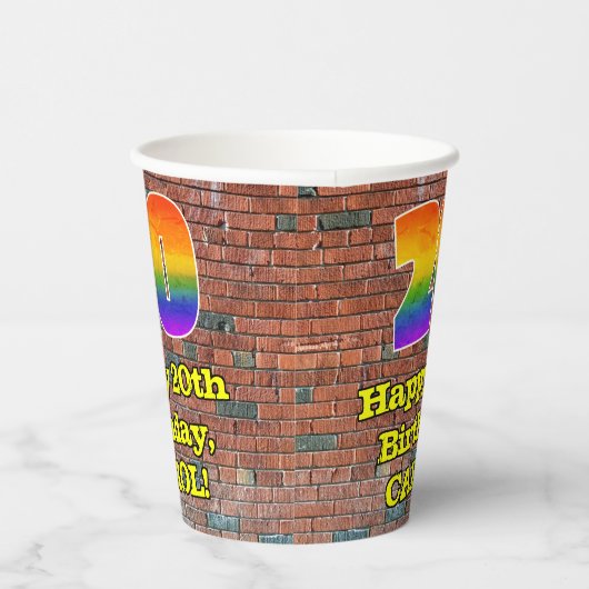 20e verjaardag: Fun Graffiti-geïnspireerde regenbo Papieren Bekers (Rechts)