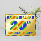 20e verjaardag - Fun, regenboogspectrum "20" Folie Uitnodiging (Staand Voorkant)