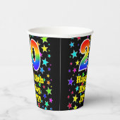 20e verjaardag: Fun Stars Pattern en Rainbow 20 Papieren Bekers (Rechts)