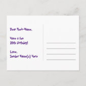 20e verjaardag: Fun Stars Pattern, Rainbow 20, Naa Briefkaart (Achterkant)