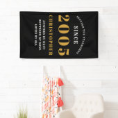 20e Verjaardag Geboren 2005 Naam Toevoegen Zwart G Spandoek (Insitu)