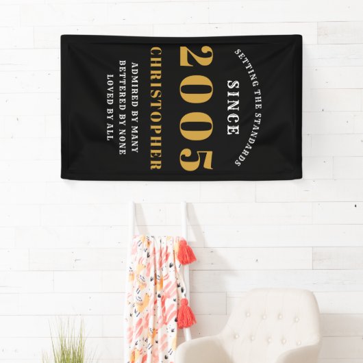 20e Verjaardag Geboren 2005 Naam Toevoegen Zwart G Spandoek (Insitu)