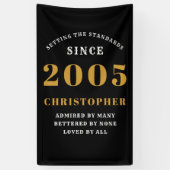 20e Verjaardag Geboren 2005 Naam Toevoegen Zwart G Spandoek (Verticaal)