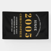 20e Verjaardag Geboren 2005 Voeg naam toe Zwart Go Spandoek (Horizontaal)