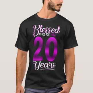 20e verjaardag Gezegend door God voor 20 jaar oud T-shirt
