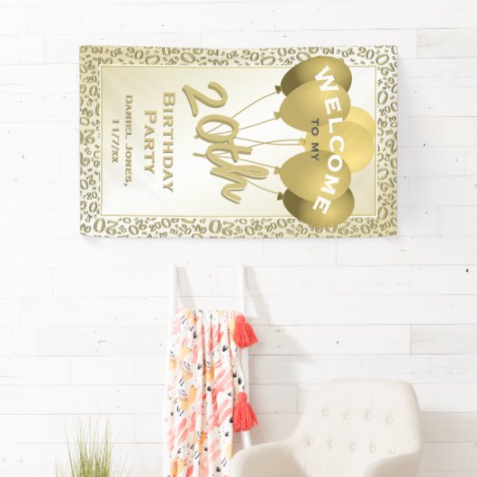 20e verjaardag Gold Random Number Patroon 20 Spandoek (Insitu)