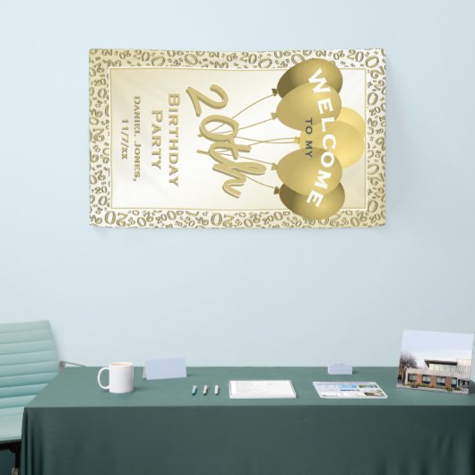 20e verjaardag Gold Random Number Patroon 20 Spandoek (Beurs)