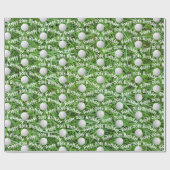 20e verjaardag Golf-ballen op gras-wrappingpapier Cadeaupapier (Vlak)