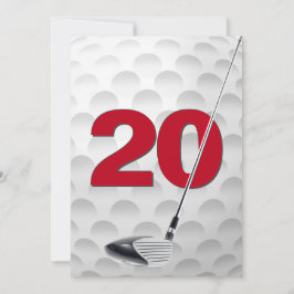 20e verjaardag golf themafeest kaart