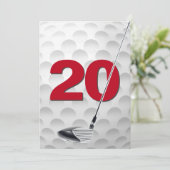 20e verjaardag golf themafeest kaart (Staand voorkant)