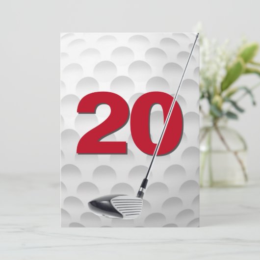 20e verjaardag golf themafeest kaart (Staand voorkant)