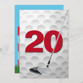 20e verjaardag golf themafeest kaart (Voorkant / Achterkant)