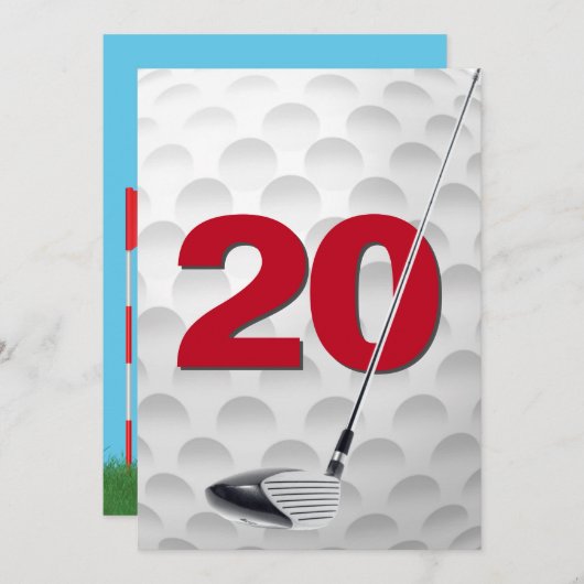 20e verjaardag golf themafeest kaart (Voorkant / Achterkant)