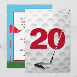 20e verjaardag golf themafeest kaart