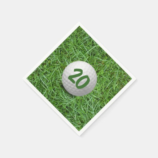 20e verjaardag golfbal op gras servetten (Hoek)