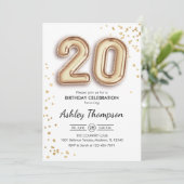 20e verjaardag - Gouden ballonnen Kaart (Staand voorkant)