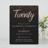 20e verjaardag Gouden Glitter Kaart (Staand voorkant)