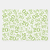 20e verjaardag Groen en Witte nummerpatroon 20 Inpakpapier Vel (Voorkant 2)