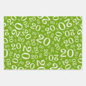 20e verjaardag Groen en Witte nummerpatroon 20 Inpakpapier Vel (Voorkant)
