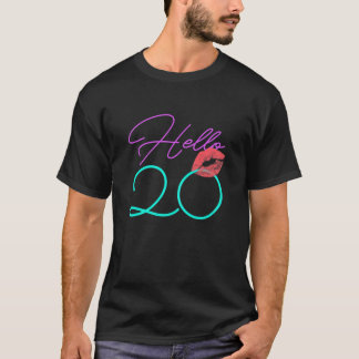 20e verjaardag Hallo 20 kiss Funny Paars Bd T-shirt