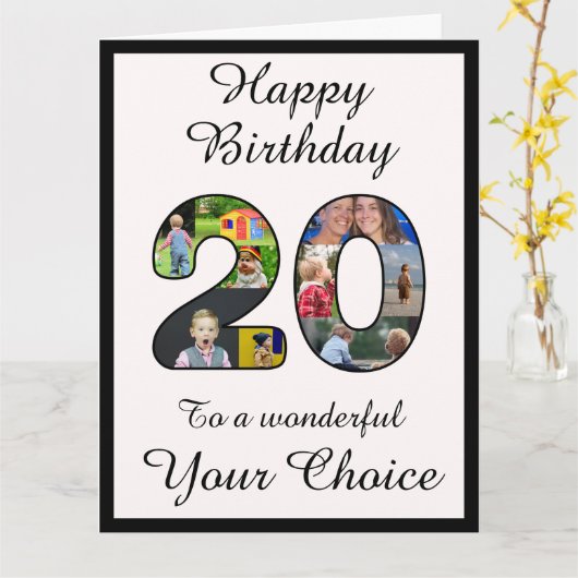 20e verjaardag Happy 20 tekst en foto sjabloon (Gele Bloem)