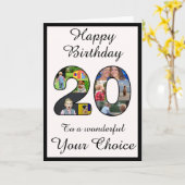 20e verjaardag Happy 20 tekst en foto sjabloon (Gele Bloem)
