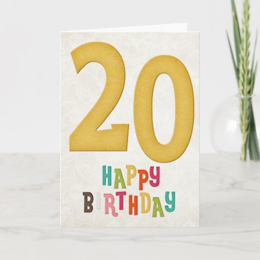 20e verjaardag Happy Birthday Kaart Design (Voorkant)