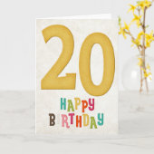 20e verjaardag Happy Birthday Kaart Design (Gele Bloem)