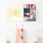 20e verjaardag hart gepersonaliseerde foto gouden spandoek (Insitu)