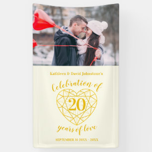 20e verjaardag hart gepersonaliseerde foto gouden spandoek