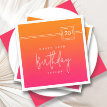 20e verjaardag hete roze oranje kleurrijk 
