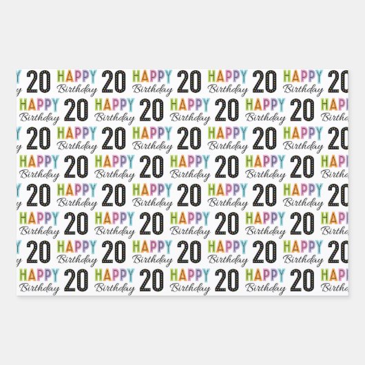 20e verjaardag inpakpapier vel (Voorkant 2)
