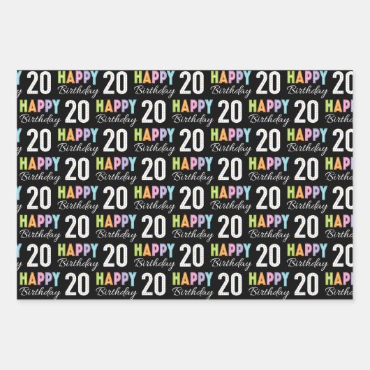 20e verjaardag inpakpapier vel (Voorkant)