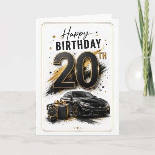 20e Verjaardag Jongen Auto Kaart (Voorkant)