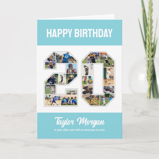 20e verjaardag Jubileum nummer 20 fotocollage Kaart (Voorkant)
