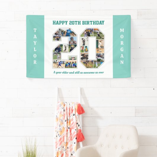 20e verjaardag Jubileum nummer 20 fotocollage Spandoek (Insitu)