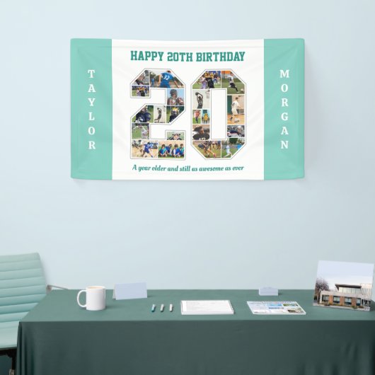 20e verjaardag Jubileum nummer 20 fotocollage Spandoek (Beurs)
