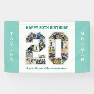 20e verjaardag Jubileum nummer 20 fotocollage Spandoek