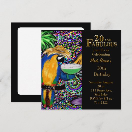 20e verjaardag kaart (Voorkant / Achterkant)