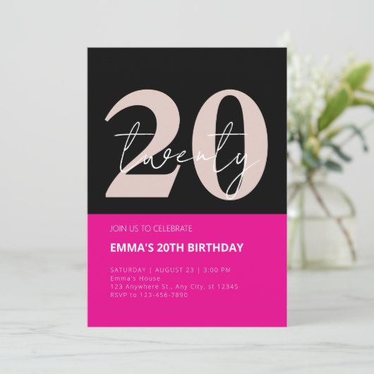 20e verjaardag kaart (Staand voorkant)