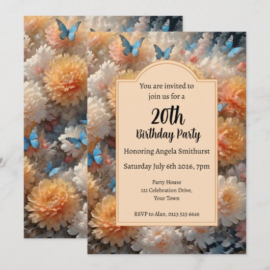 20e verjaardag kaart (Voorkant / Achterkant)